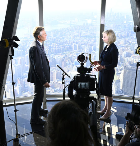 Prime Minister Truss conducting interview on 102 floor of the Empire State Building