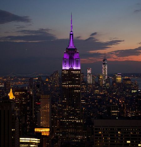 Purple Lights Empire State Building