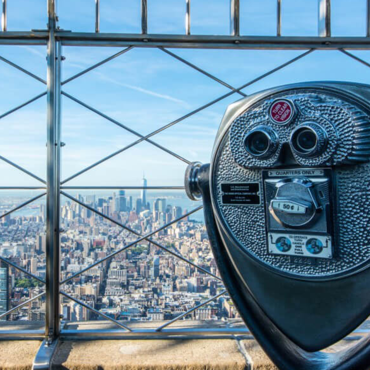 Coin-operated binoculars on the observation deck at the Empire State Building